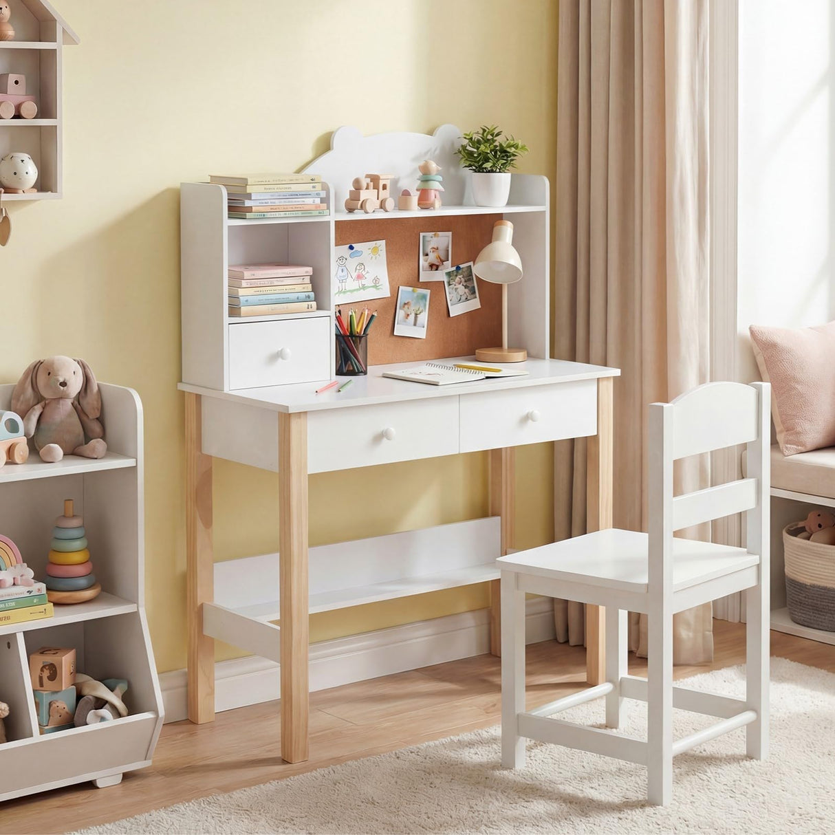 HONEY JOY Kids Desk and Chair Set, Wooden Children Study Table