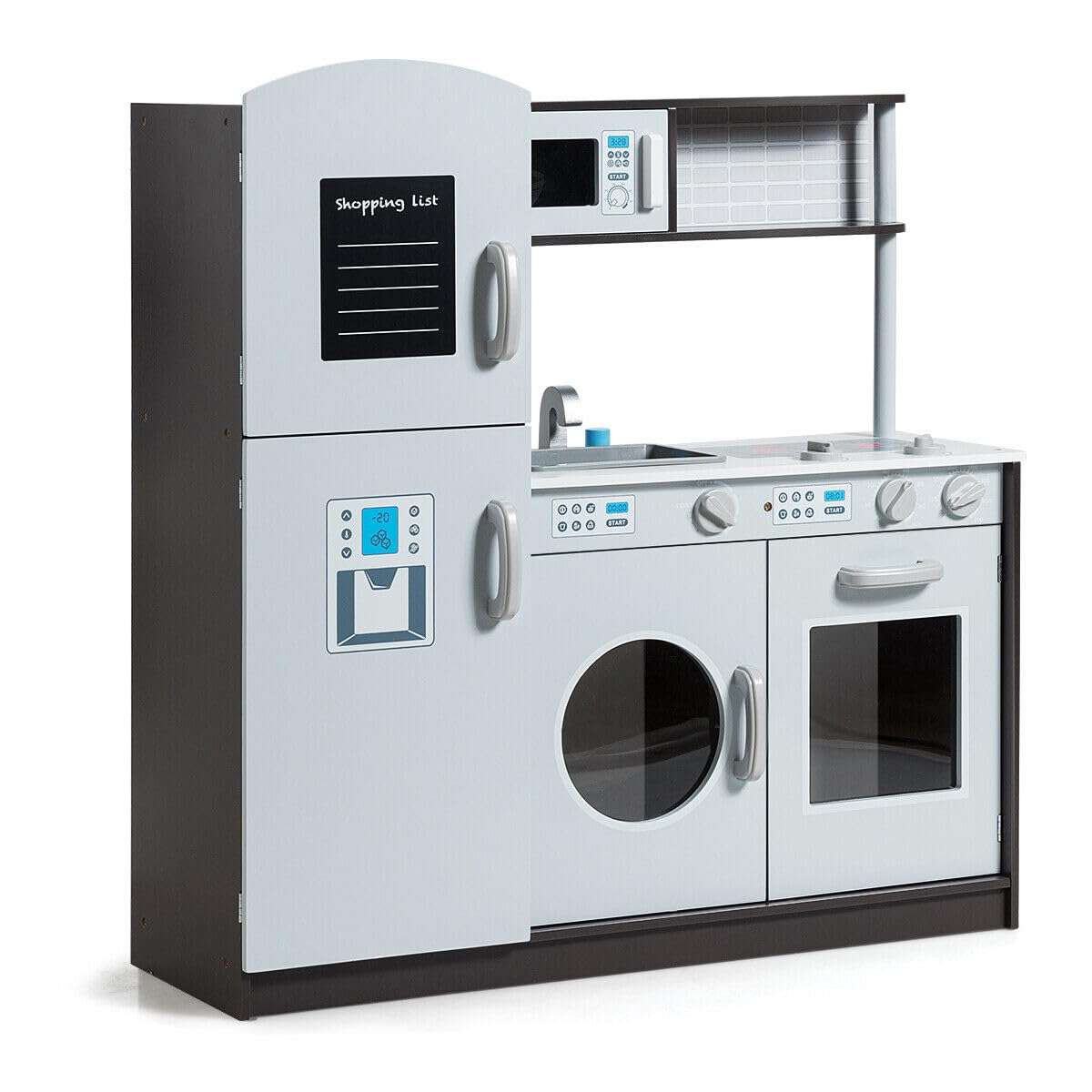 HONEY JOY Kids Kitchen Playset, Pretend Cooking Play Toy Set with Blackboard, Washing Machine