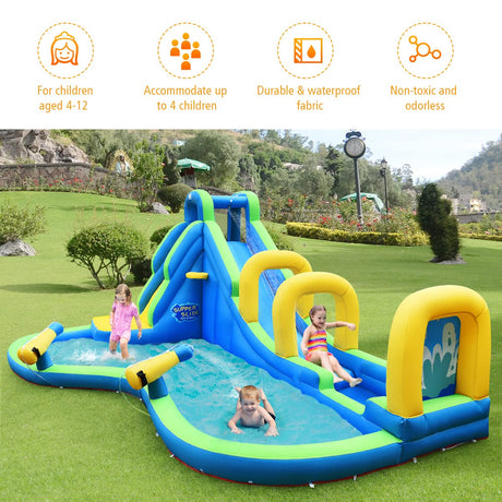 HONEY JOY Kids Inflatable Water Slide, 5 in 1 Giant Water Slide Bouncer Park
