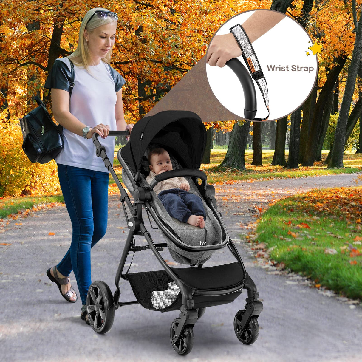 BABY JOY 2 in 1 High Landscape Baby Stroller, Convertible Baby Pram Jogger