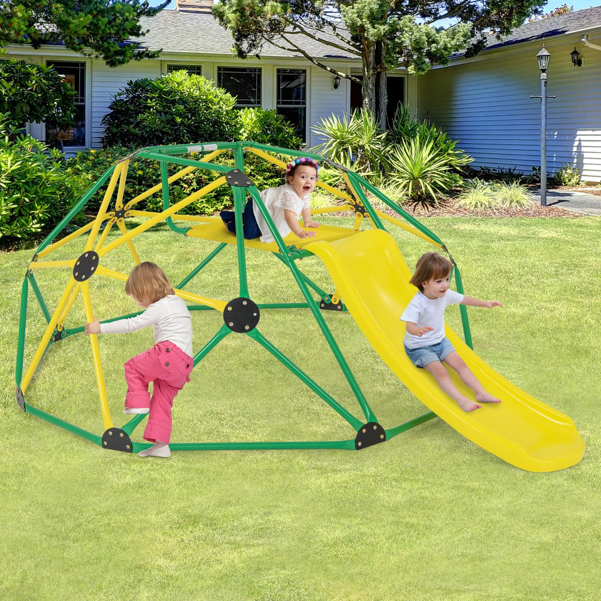HONEY JOY Climbing Dome & Play Set, 8FT Geometric Dome Climber