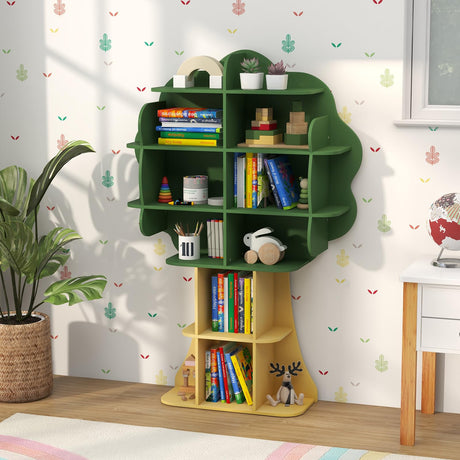HONEY JOY Bookcase for Kids, 2-Tier Toy Storage Organizer with Open Storage Shelves