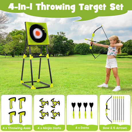 4 in 1 Throwing Target Set, Kids Throwing Game w/Bristle Target