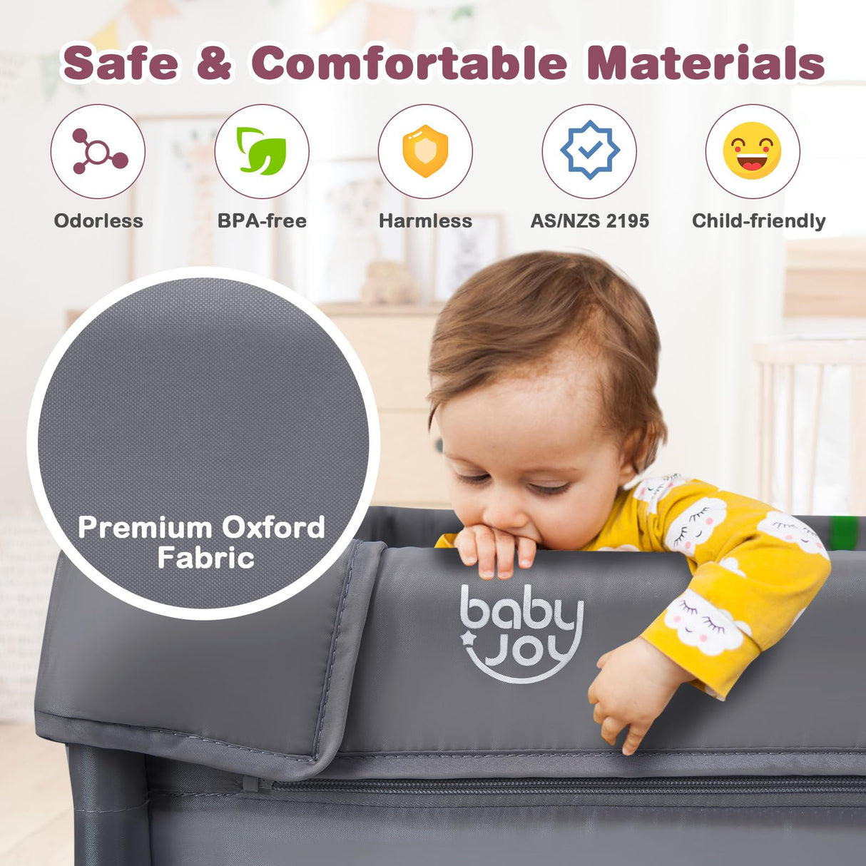 BABY JOY Baby Playpen 185 x 155 x 69 cm Large Play Yard for Infants