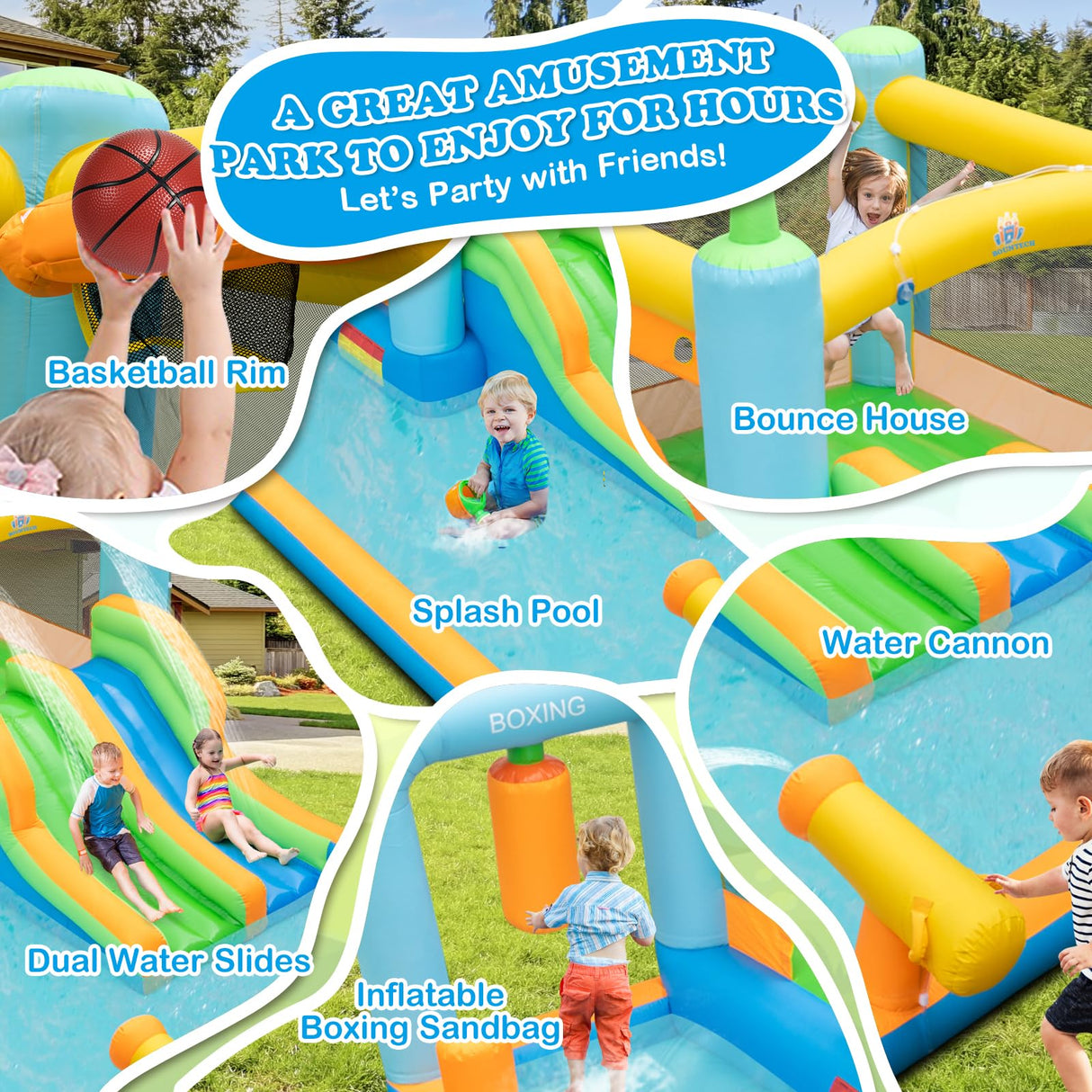 HONEY JOY Inflatable Water Slide, Kids Jumping Castle Bounce House