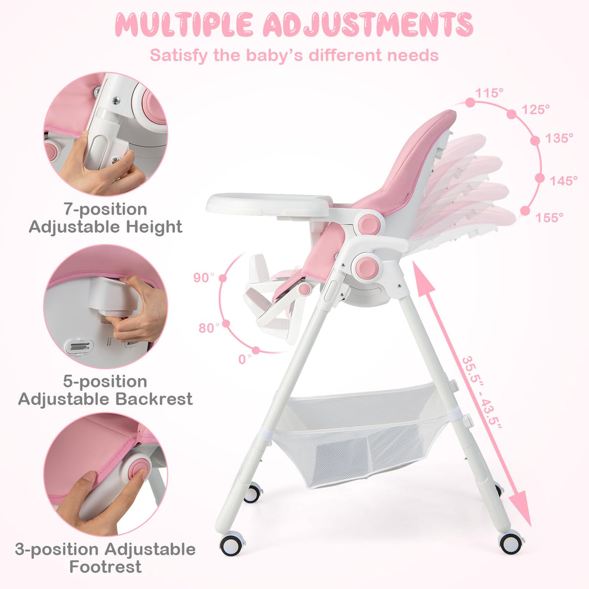 BABY JOY Baby High Chair, Foldable Highchair