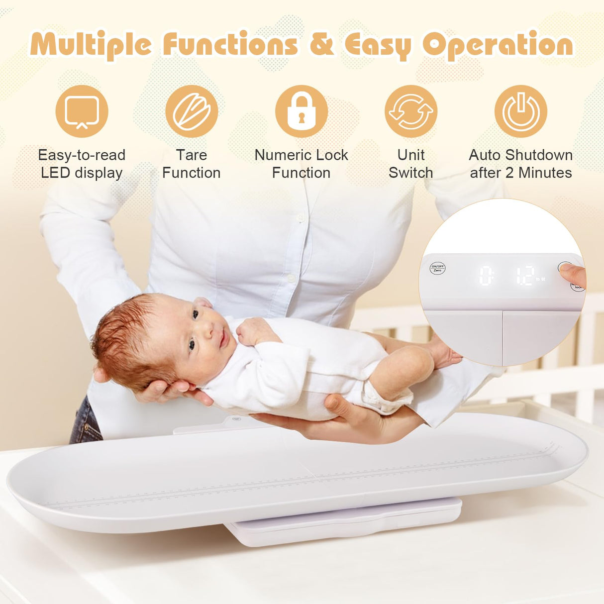 3 in 1 Infant Scale w/Detachable Tray for Body Weight & Height Measurement