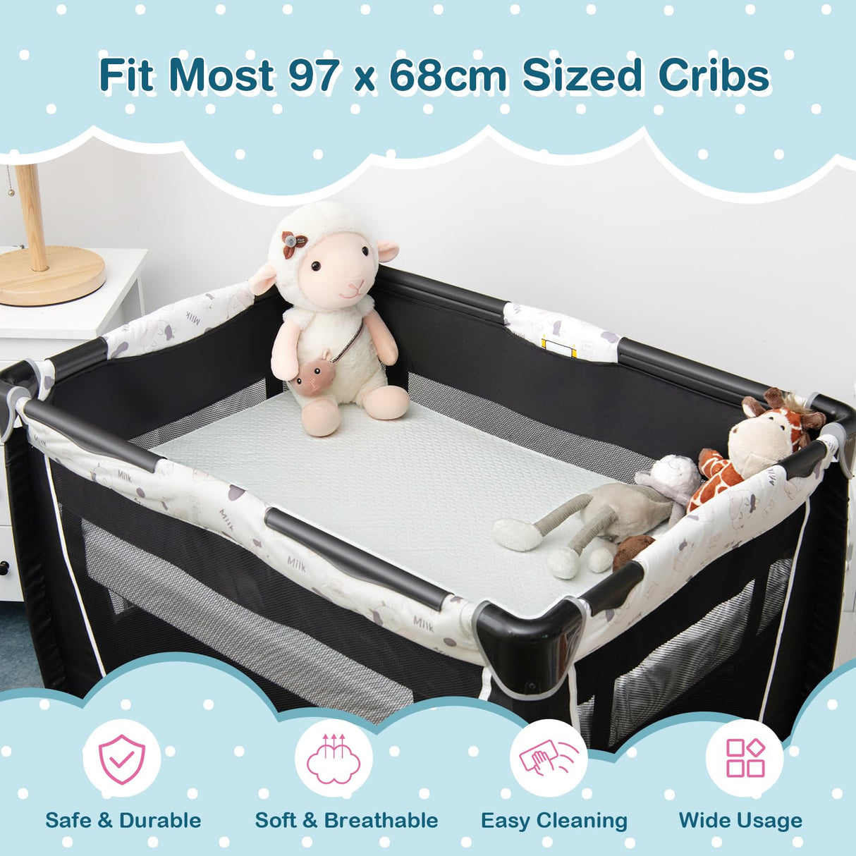 BABY JOY 97 x 68 cm Baby Cot Mattress, Dual Sided 8CM Thickness Toddler