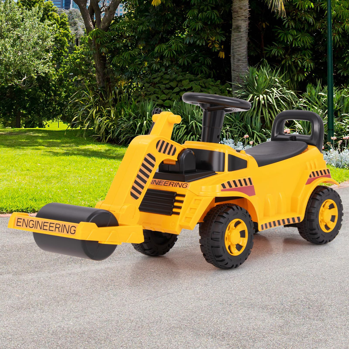 Honey Joy Ride On Road Roller, Toddler Ride On Car with Adjustable Roller