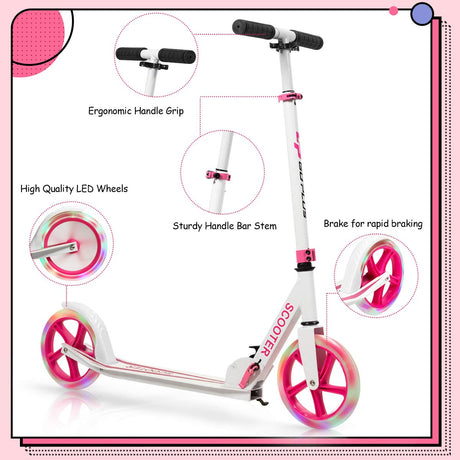 HONEY JOY Kids Folding Kick Scooter, Scooter for Children Teens w/2 Flash Wheels