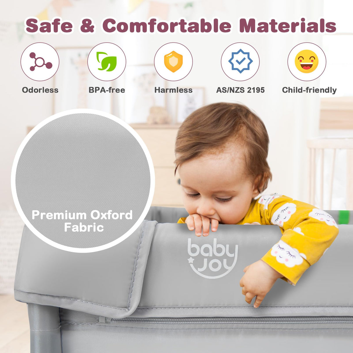 BABY JOY Baby Playpen 185 x 155 x 69 cm Large Play Yard for Infants