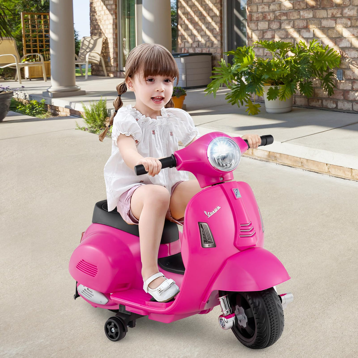 Licensed Vespa Kids Ride on Motorcycle with LED Headlight and Horn Sound