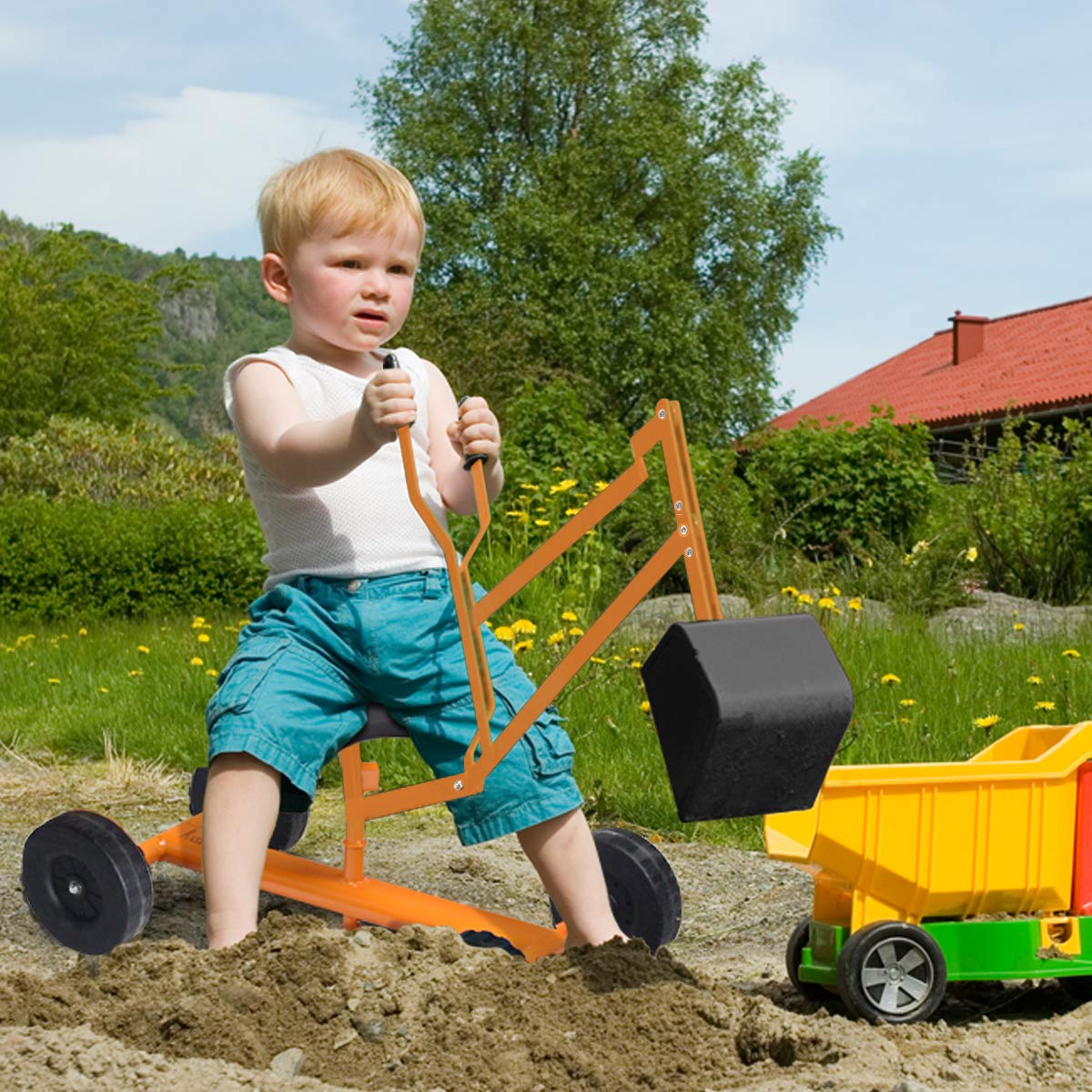 BABY JOY Kids Ride-on Sand Digger with Wheels