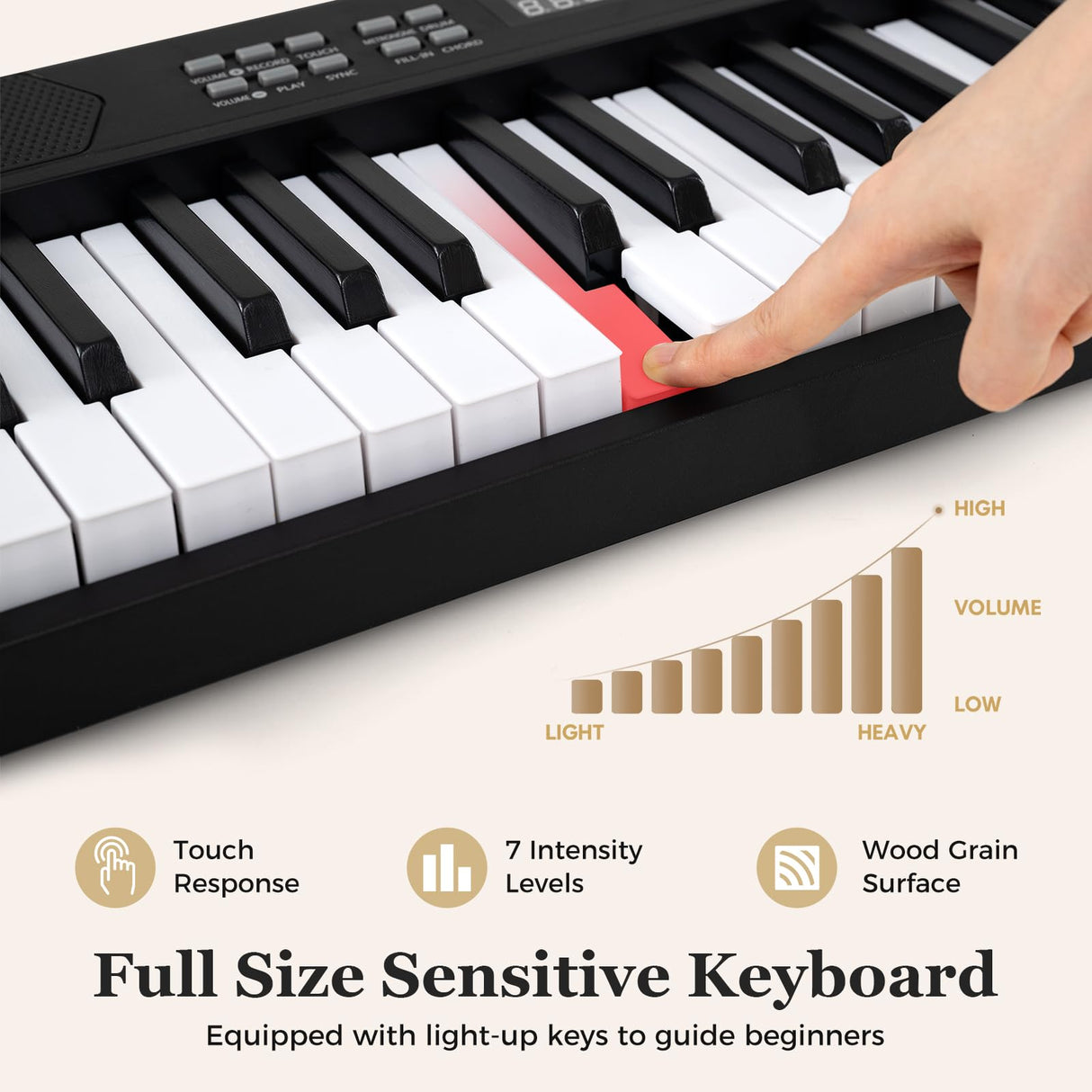 61-Key Foldable Piano Keyboard, Full-size Electronic Keyboard w/MIDI & Split Function