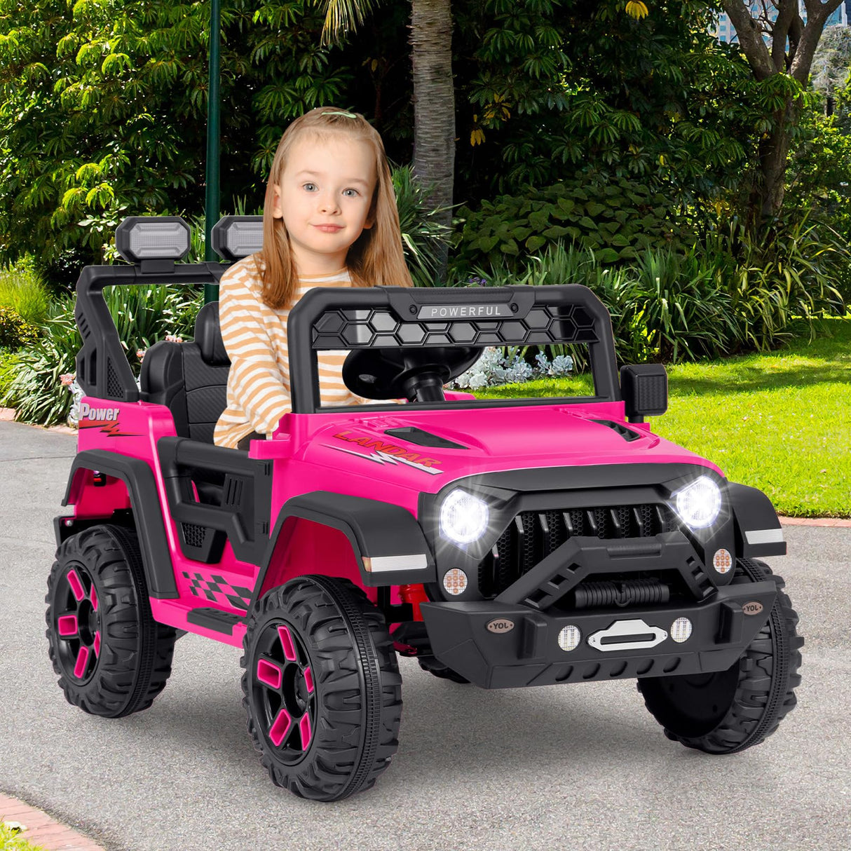 12V Kids Ride on Car Jeep, Electric Toy Truck Car with Remote Control, Dual Motor, Wireless Connection, USB Port