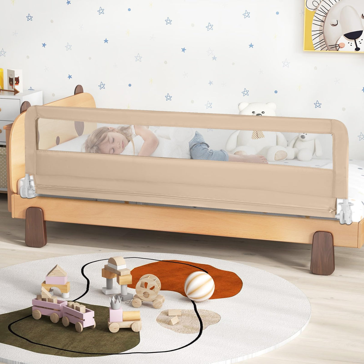 BABY JOY Bed Rail Guard for Toddlers, 180 x 55 cm Foldable Baby Bed Rail