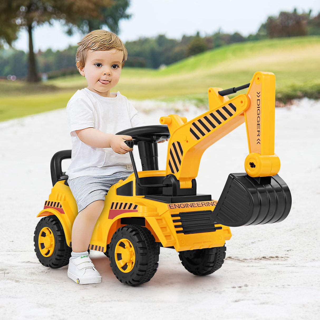 HONEY JOY Kids Ride on Excavator, Bulldozer Digger Toy for 19-36 Months
