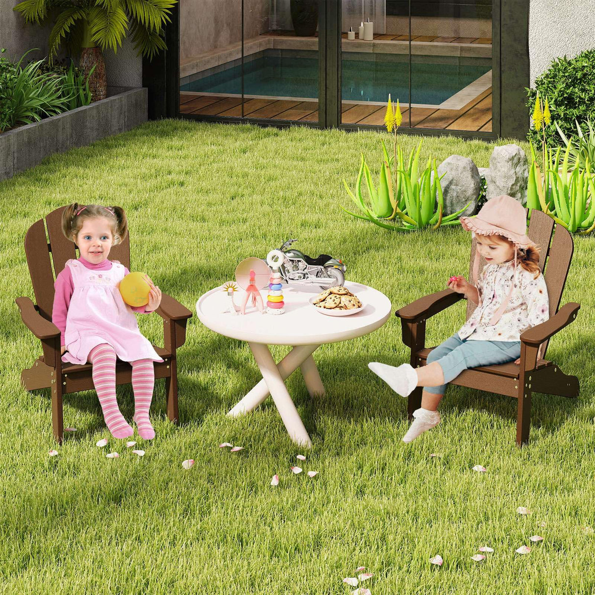 HONEY JOY Kids Adirondack Chair, Indoor Outdoor HDPE Toddler Chair