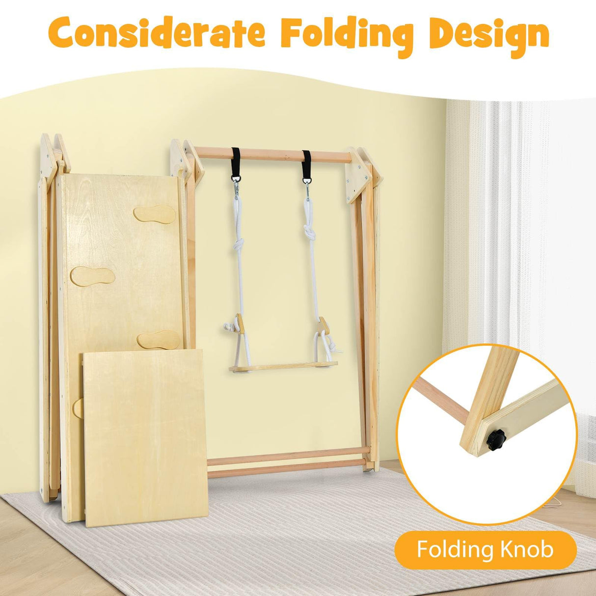 Foldable Montessori Climber Playset with Fun Slide & Adjustable Swing