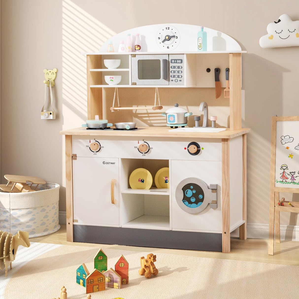 HONEY JOY Kids Wooden Kitchen Playset