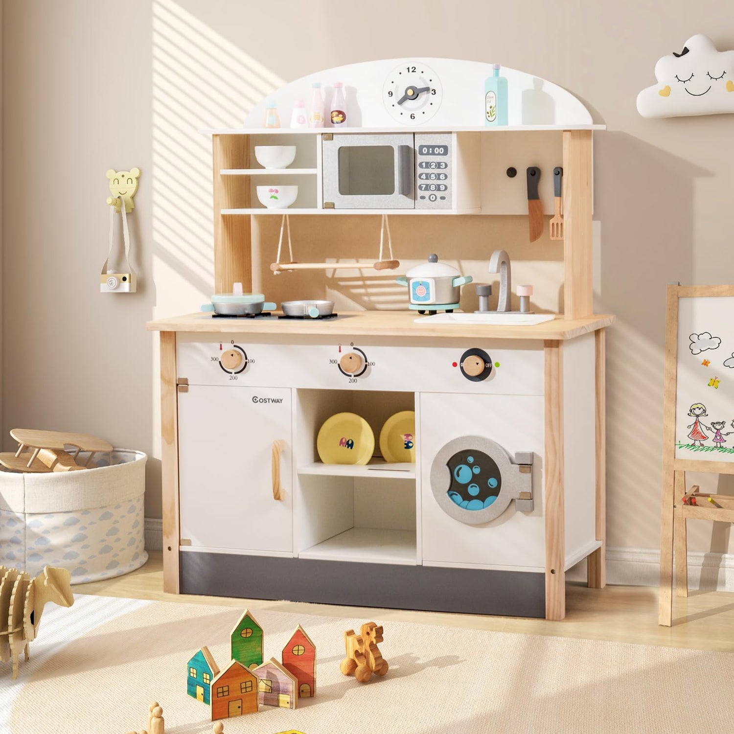 HONEY JOY Kids Wooden Kitchen Playset