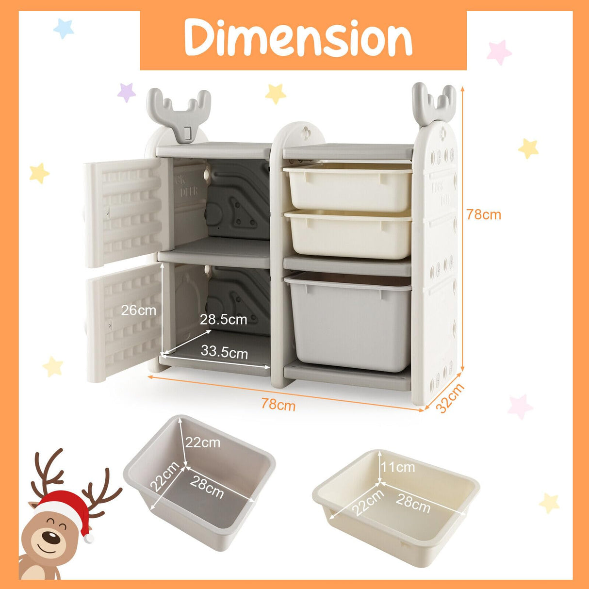 HONEY JOY Kids Toy Storage Organiser, Toy Chest and Bookshelf