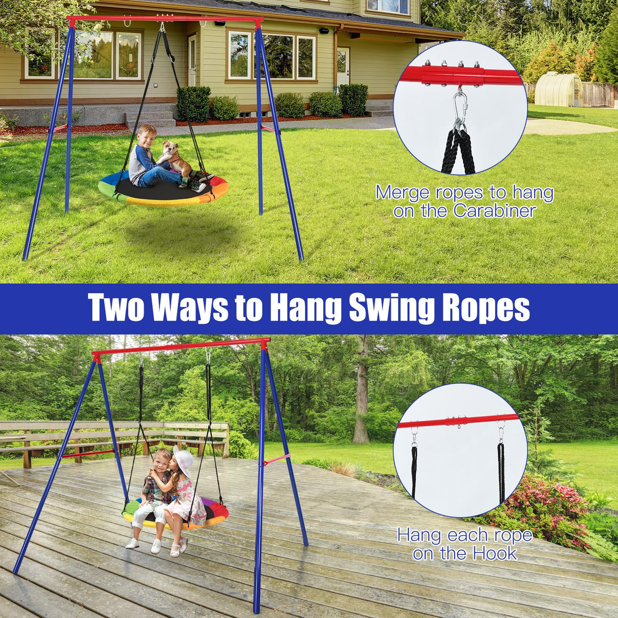 HONEY JOY Heavy Duty Steel Swing Frame (Without Swing)