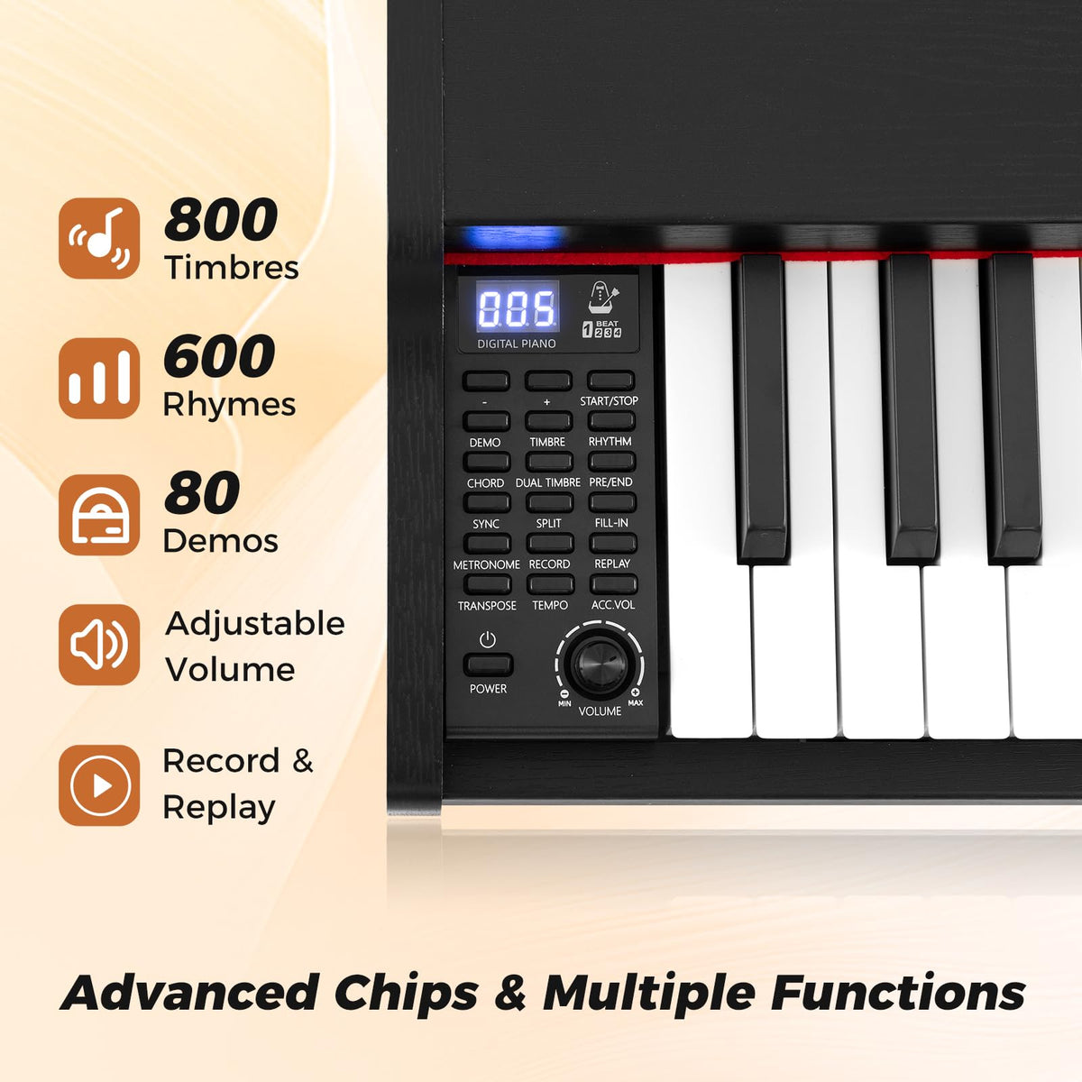 HONEY JOY 88-Key Portable Digital Piano Keyboard with Stand Electric Piano