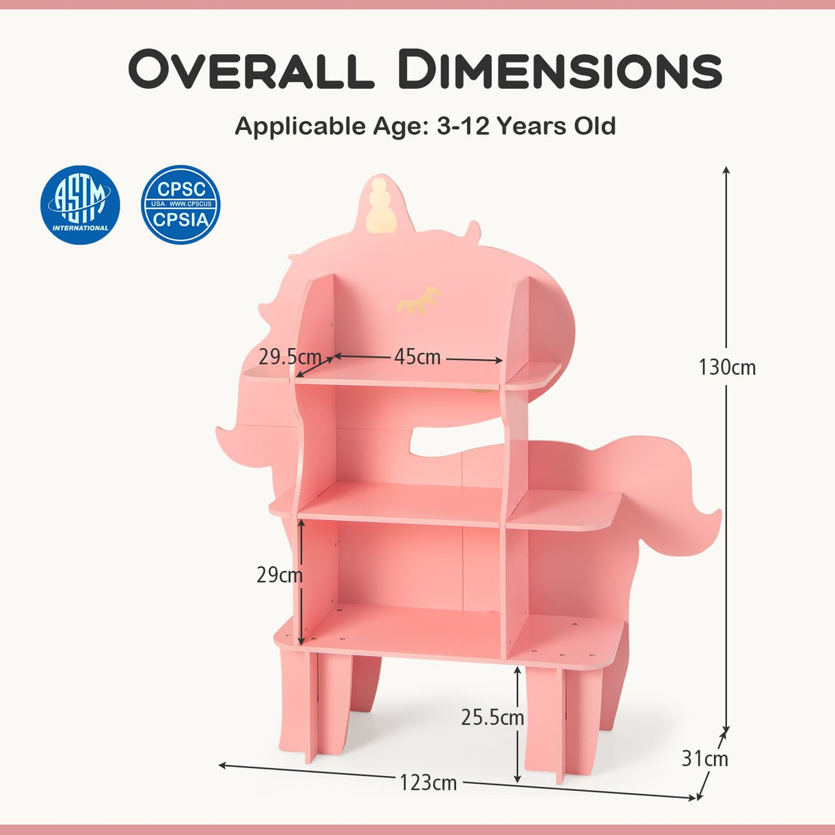 HONEY JOY Bookcase for Kids, 3-Tier Toy Storage Organizer with Open Storage Shelves