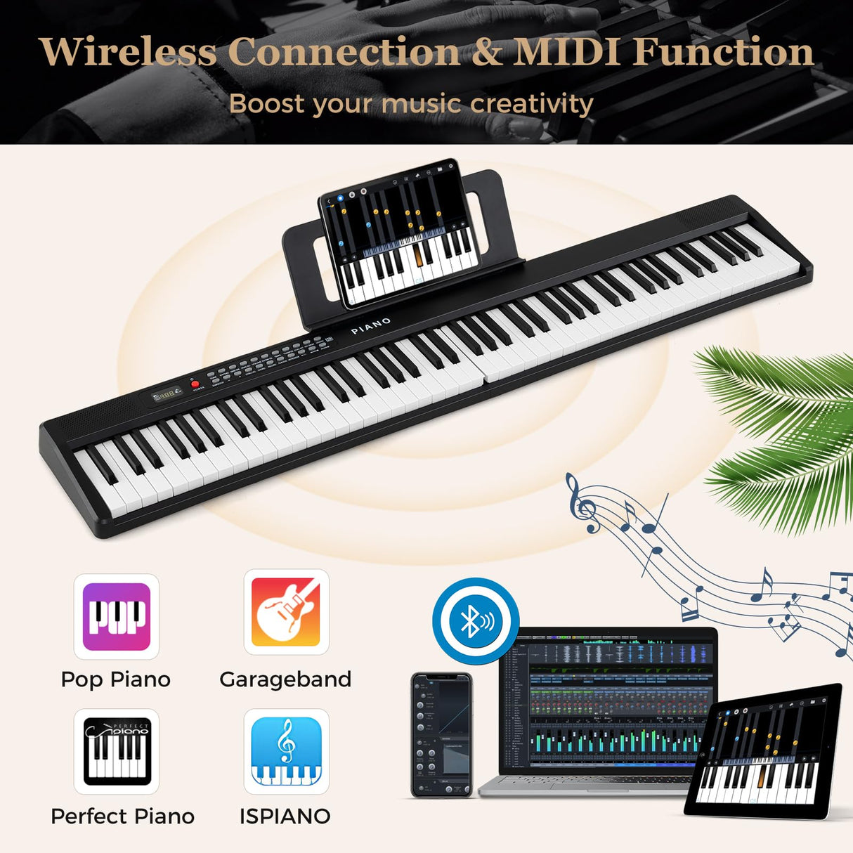 HONEY JOY 88 Keys Foldable Piano Keyboard