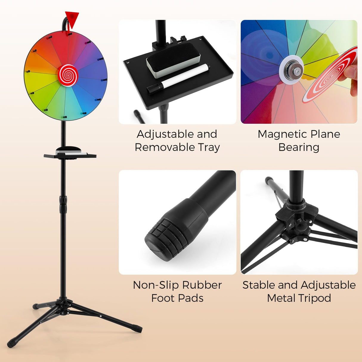HONEY JOY 16" Height Adjustable Prize Wheel