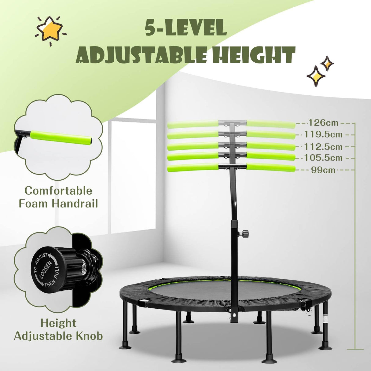 Foldable Mini Trampoline, Indoor Exercise Trampoline