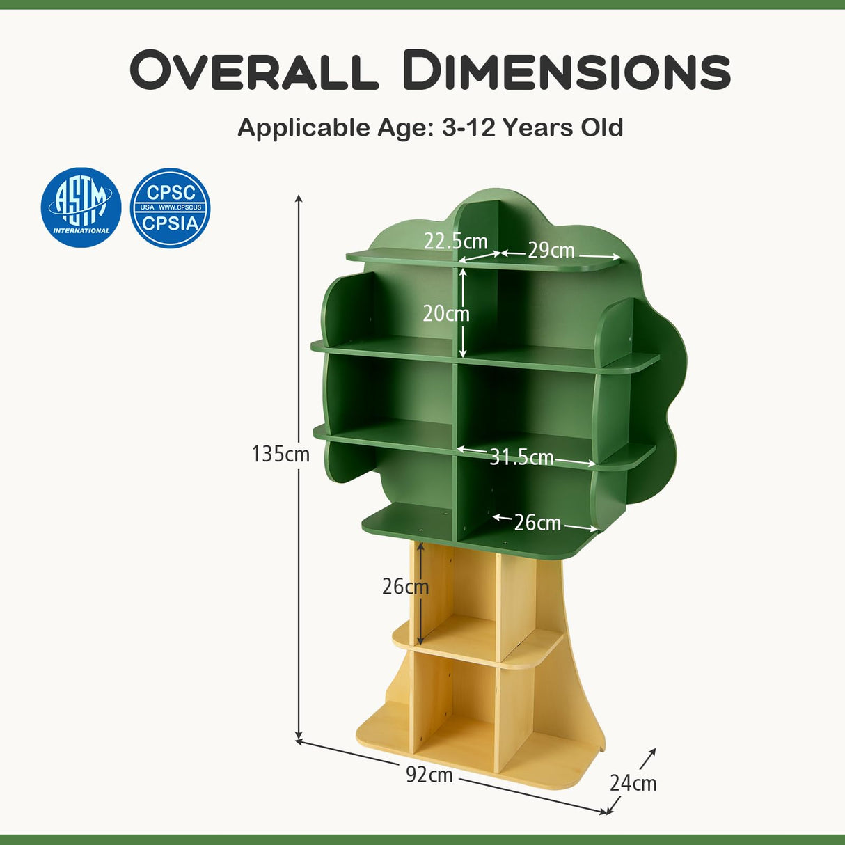HONEY JOY Bookcase for Kids, 2-Tier Toy Storage Organizer with Open Storage Shelves