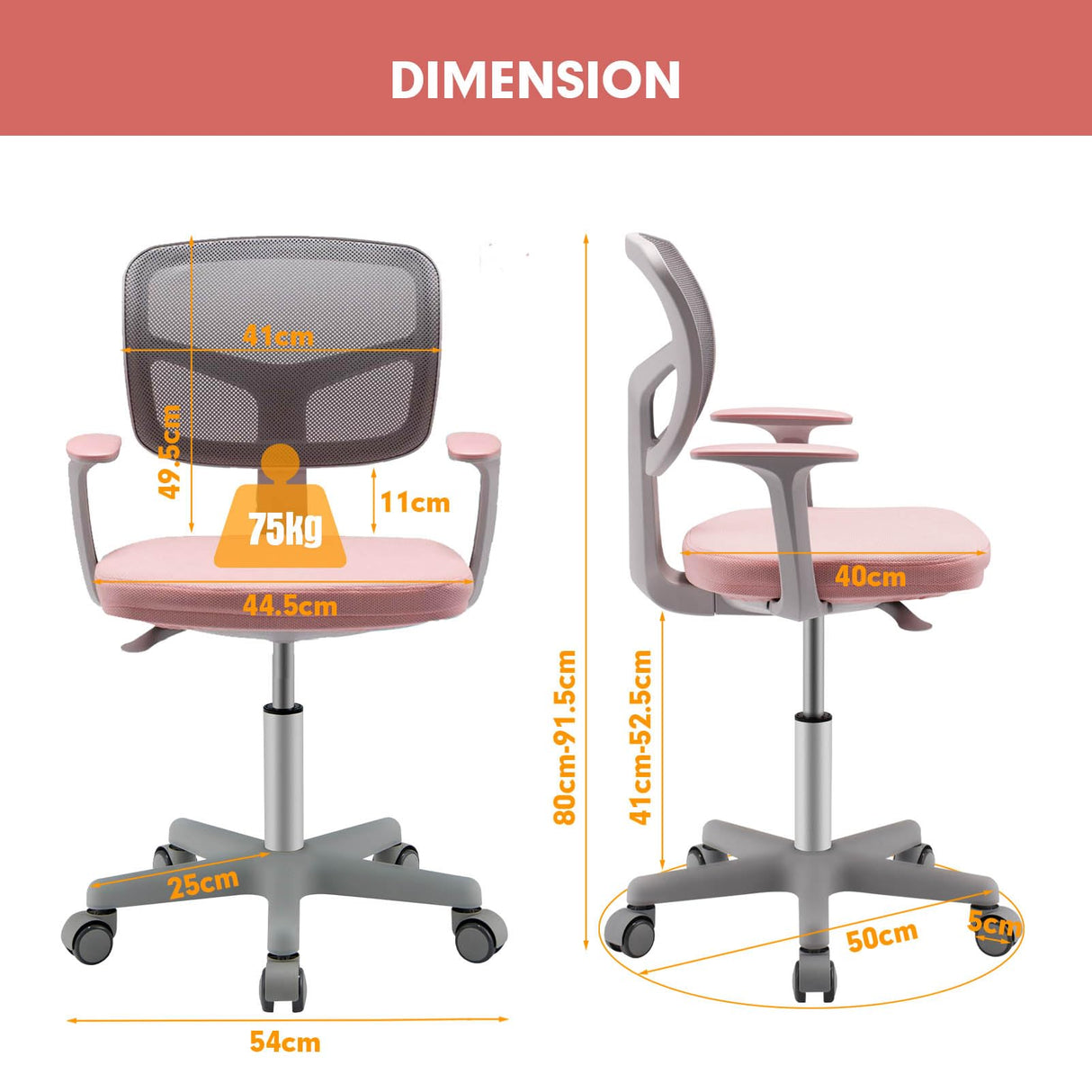 HONEY JOY Kids Desk Chair, Height Adjustable Children Study Chair