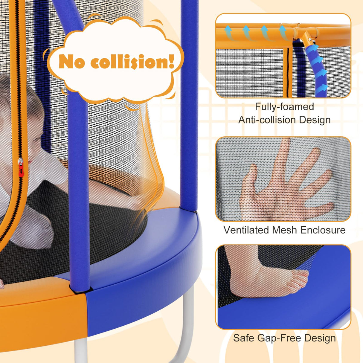 HONEY JOY Mini Trampoline with Enclosure