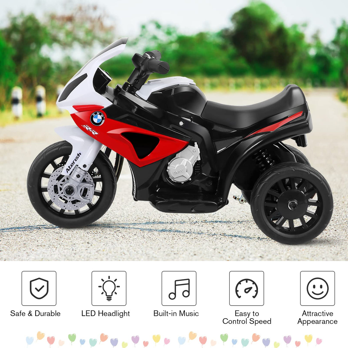 HONEY JOY Electric Ride on Motorcycle Licensed BMW 6V Battery Powered Toy