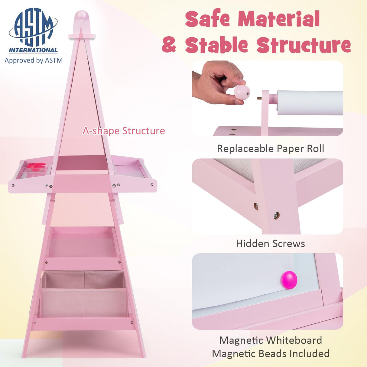 BABY JOY Kids Art Easel, 3 in 1 Double-Sided Standing Easel for Toddlers