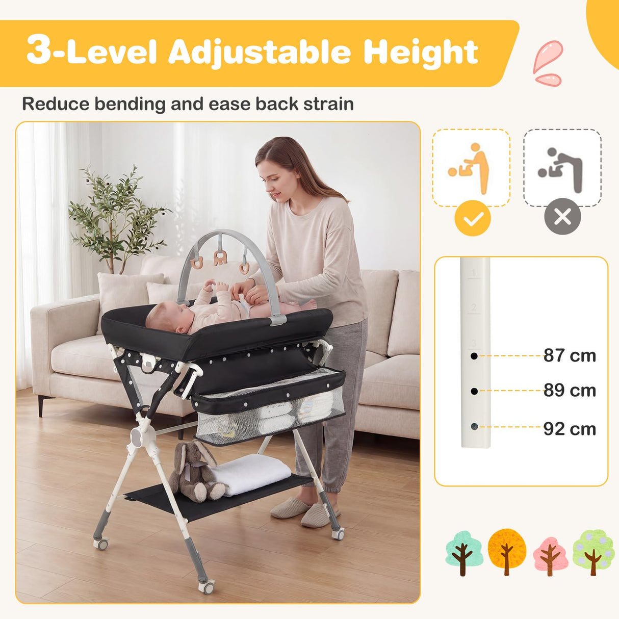 BABY JOY Baby Changing Table, Portable Nursery Organizer for Newborns