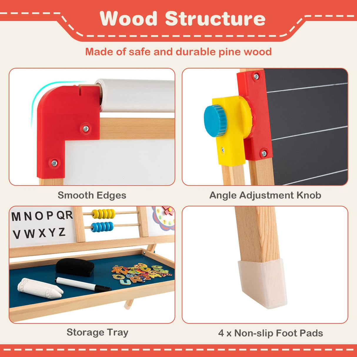 BABY JOY Kids Art Easel, 3 in 1 Wooden Art Easel for Toddlers w/Whiteboard, Chalkboard, Paper Roll