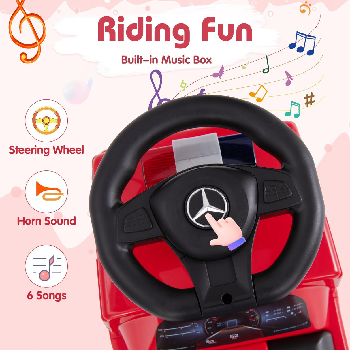 HONEY JOY Mercedes-Benz Licensed Kids' Ride On Truck, Push Fire Engine