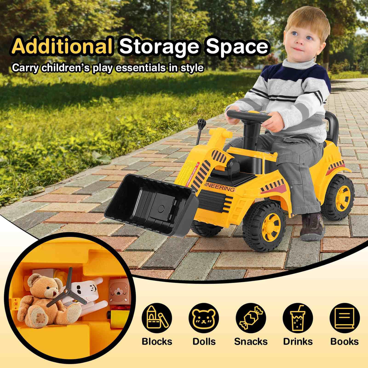 HONEY JOY Ride on Bulldozer, Foot to Floor Construction Vehicle for 19-36 Months Boys & Girls