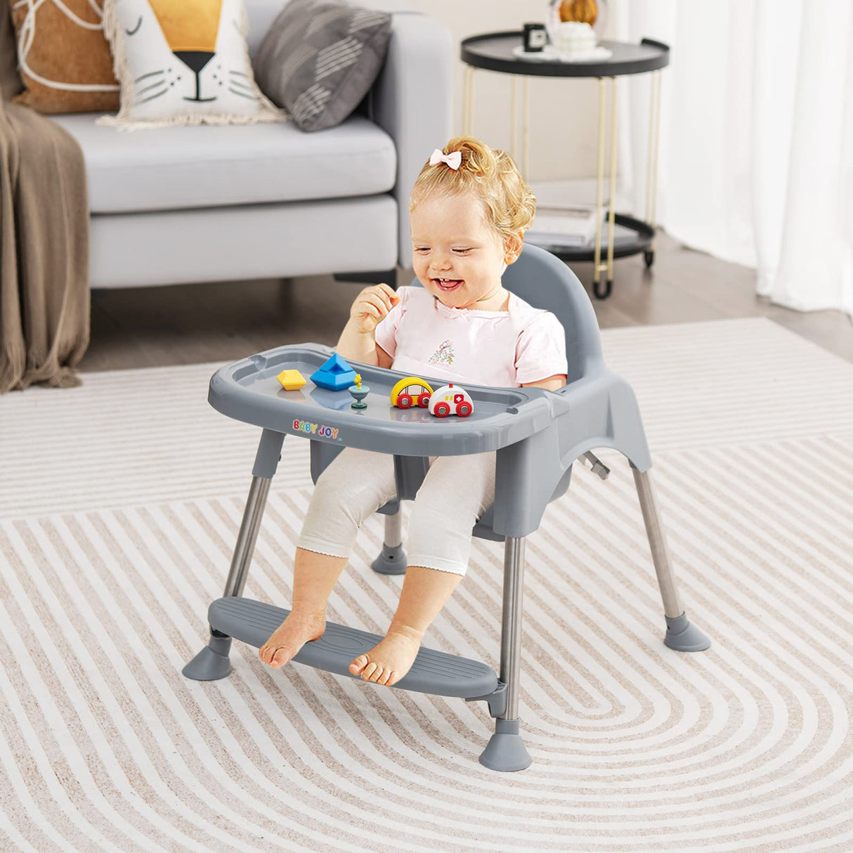 BABY JOY Baby High Chair, 4 in 1 Convertible Highchair with Adjustable Legs