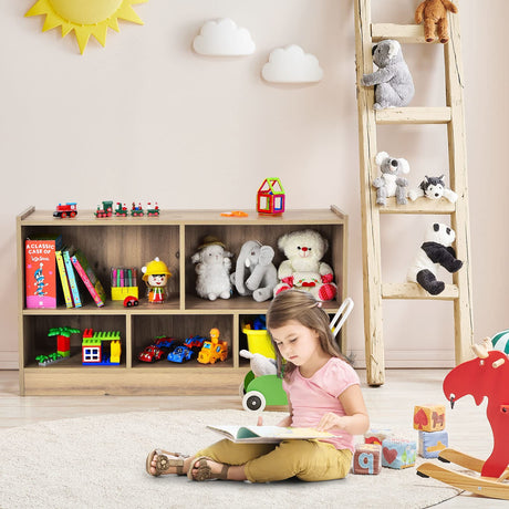 BABY JOY Kids Bookshelf & Toy Shelf, Storage Cabinet w/ 5 Compartments for Organizing Toys, Dolls