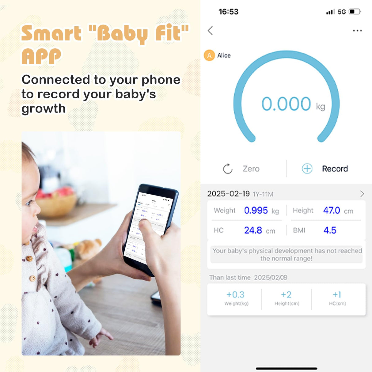 3 in 1 Infant Scale w/Detachable Tray for Body Weight & Height Measurement