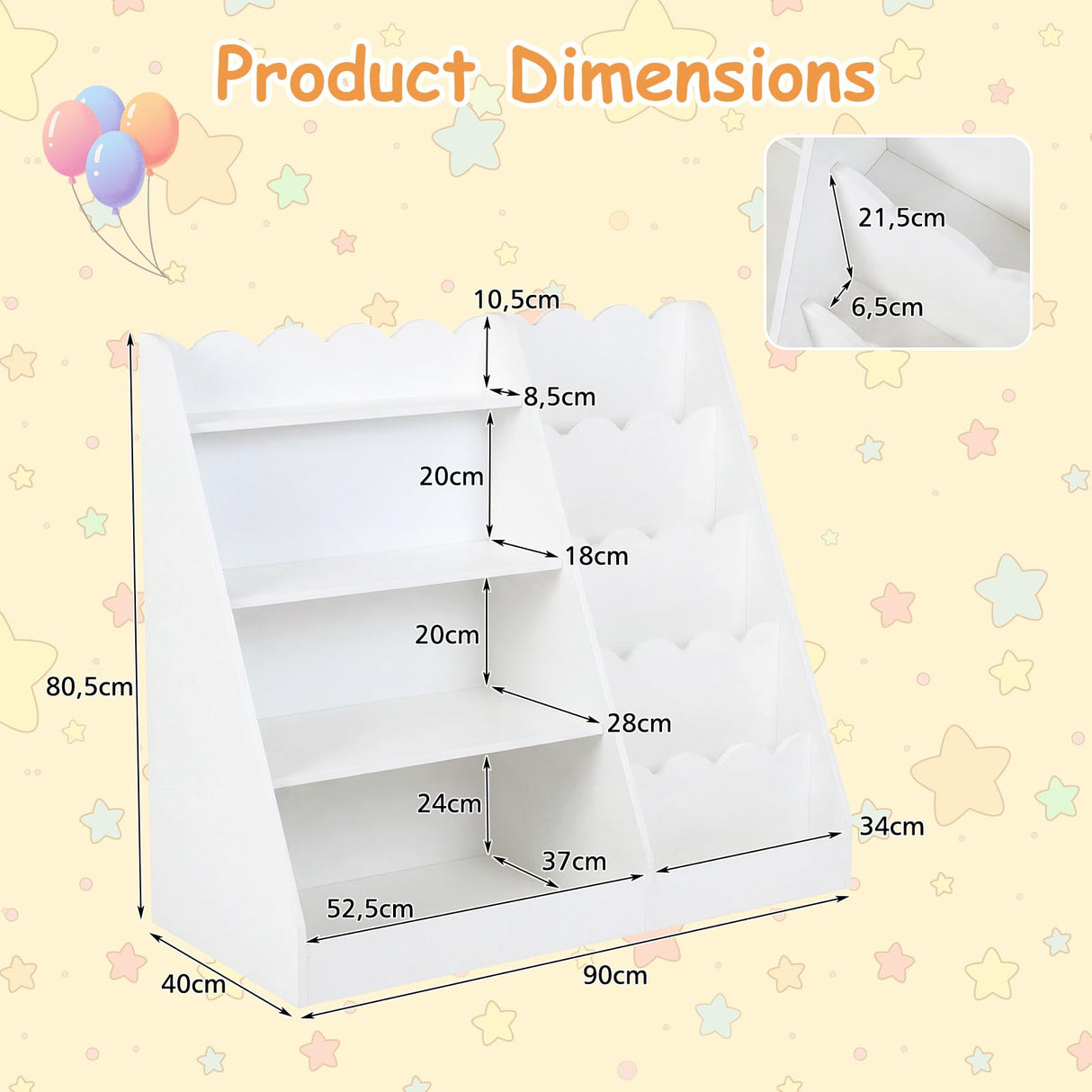 HONEY JOY Kids Bookshelf, Toddler Bookcase Toy Organizer