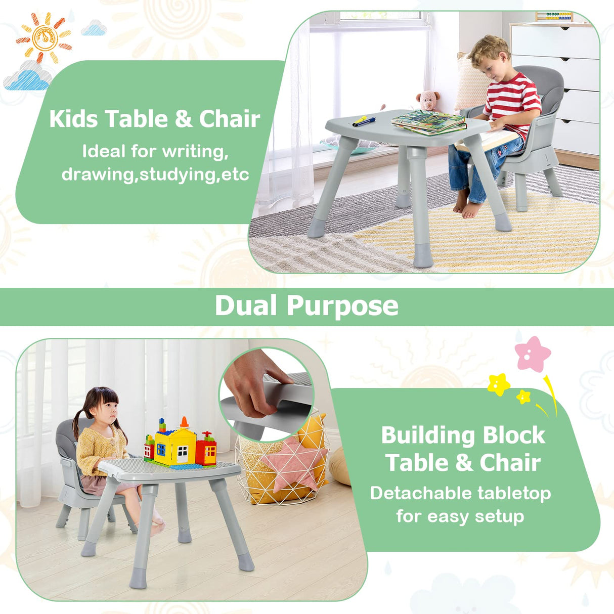 BABY JOY 8 in 1 Baby Highchair Convertible High Chair for Infants w/Adjustable & Washable Tray