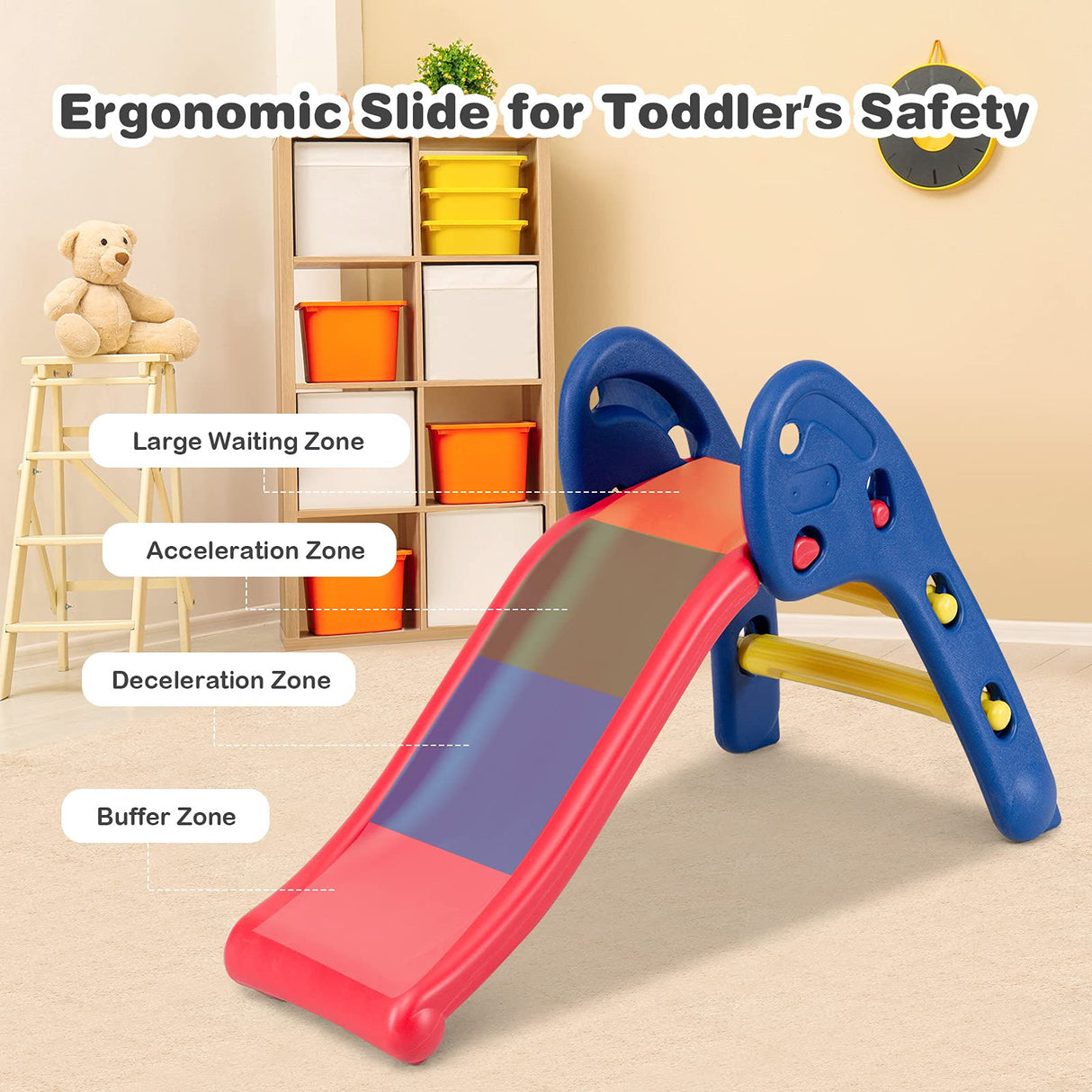 HONEY JOY Kid Folding Sliding w/Triangle Structure
