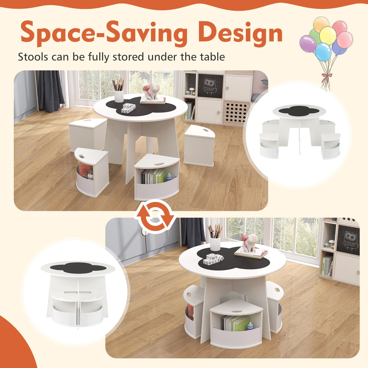 HONEY JOY 5PCS Kids Table and Chair Set