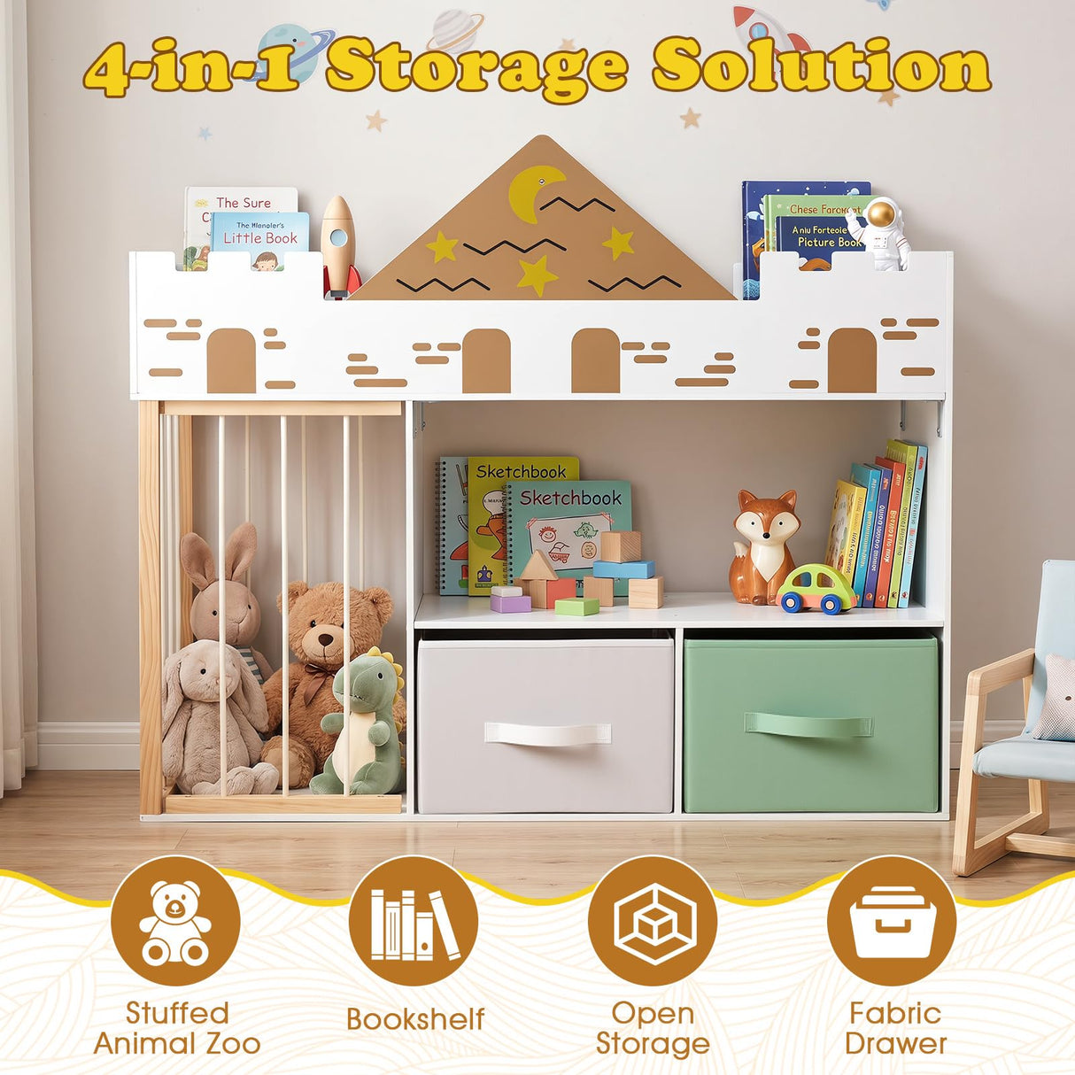 HONEY JOY Toy Storage Organizer with Stuffed Animal Storage
