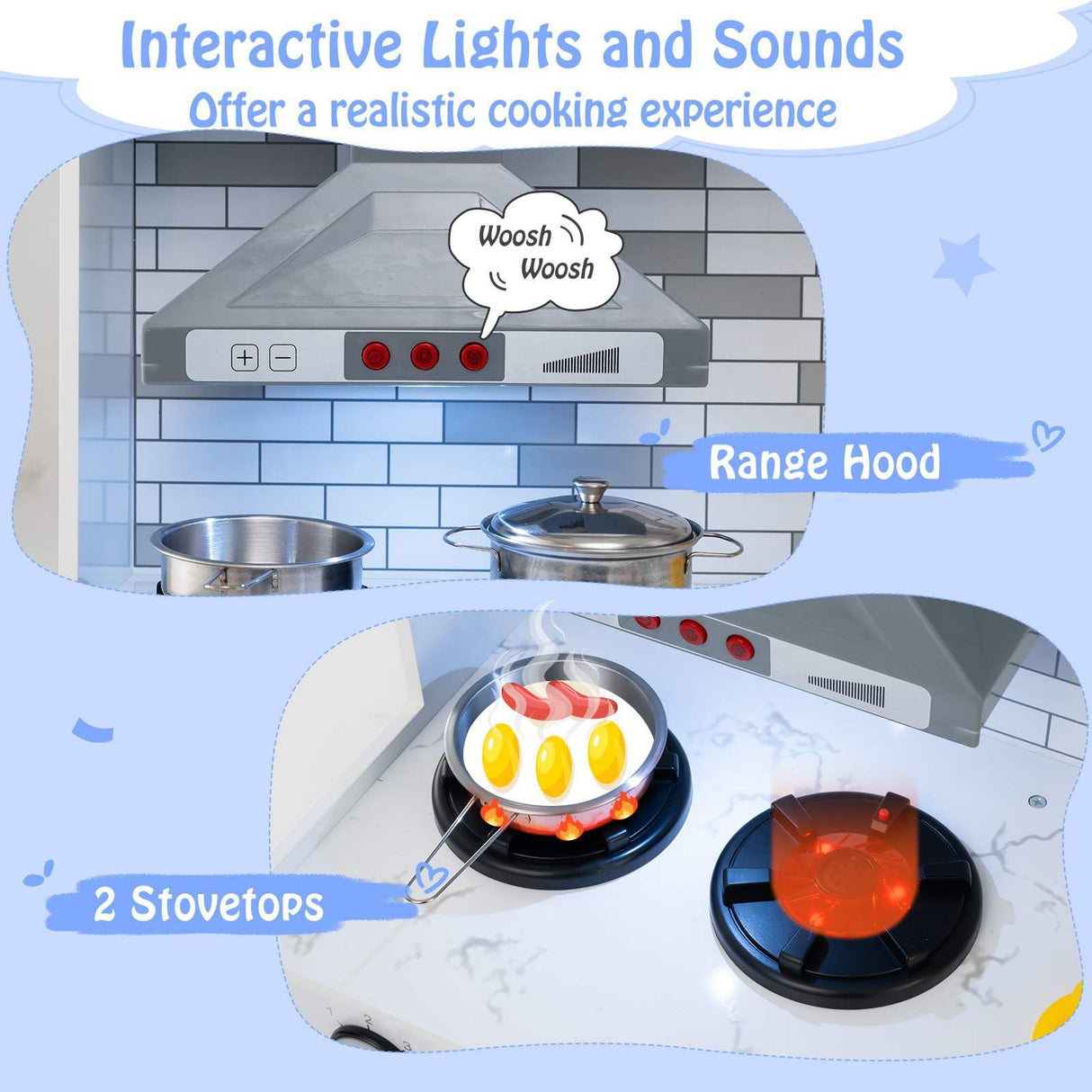 HONEY JOY Kids Kitchen Playset with Lights and Sounds